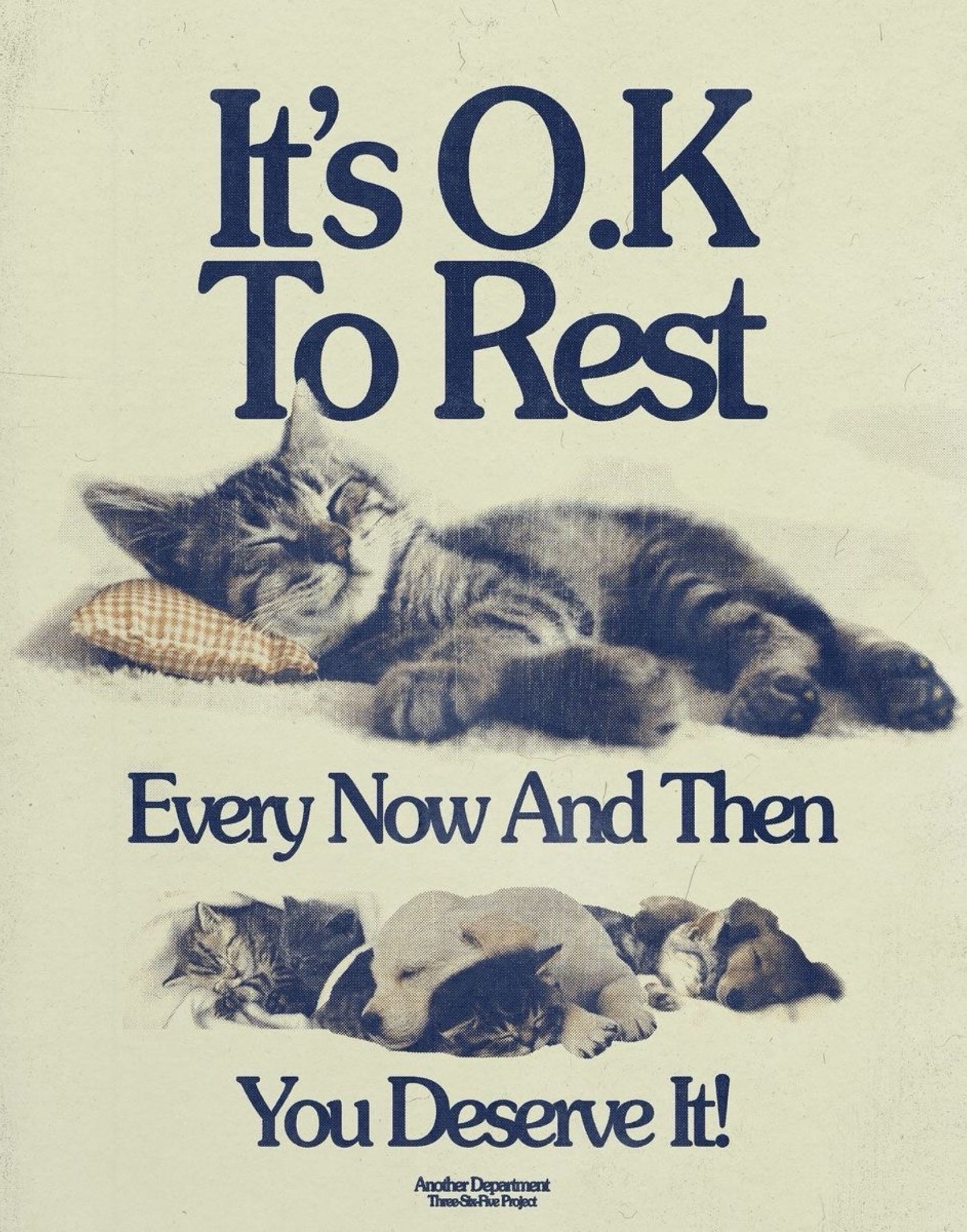 ‘Its OK To Rest’ Retro Cat Poster Modern