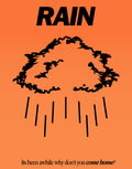 'RAIN' Minimal Cloud Poster Modern