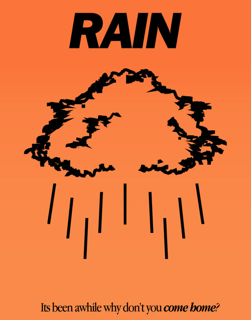 'RAIN' Minimal Cloud Poster Modern