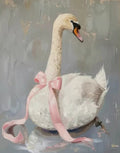 Swan in Pink Ribbon Abstract Poster